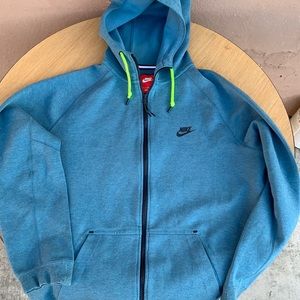Nike Zip-Up Hoodie Blue/Neon Yellow Size Large